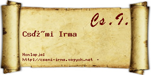 Csémi Irma névjegykártya
