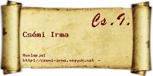 Csémi Irma névjegykártya